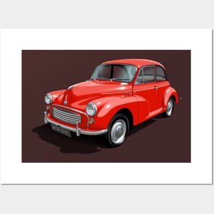 Morris Minor in signal red Posters and Art